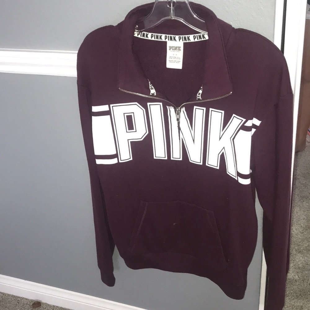 burgundy VS pink sweatshirt